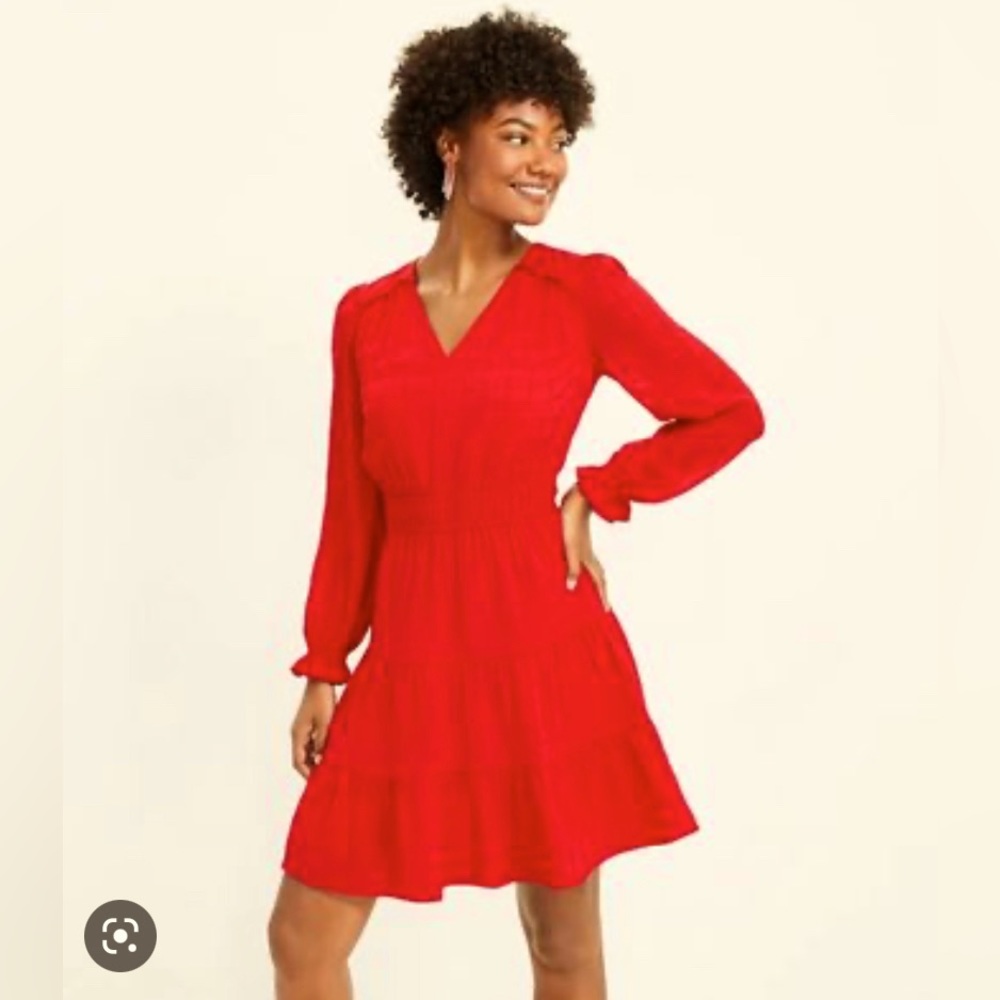 LOFT Red Long Sleeve Dress